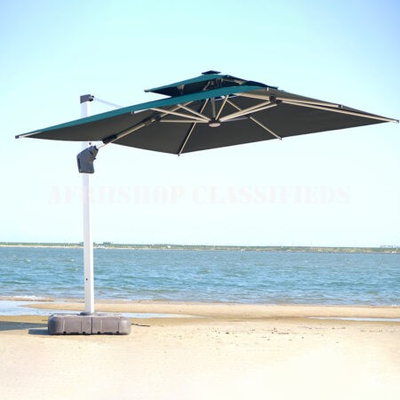 Sun Umbrella; Heavy-Duty Adjustable Garden Sun Umbrella