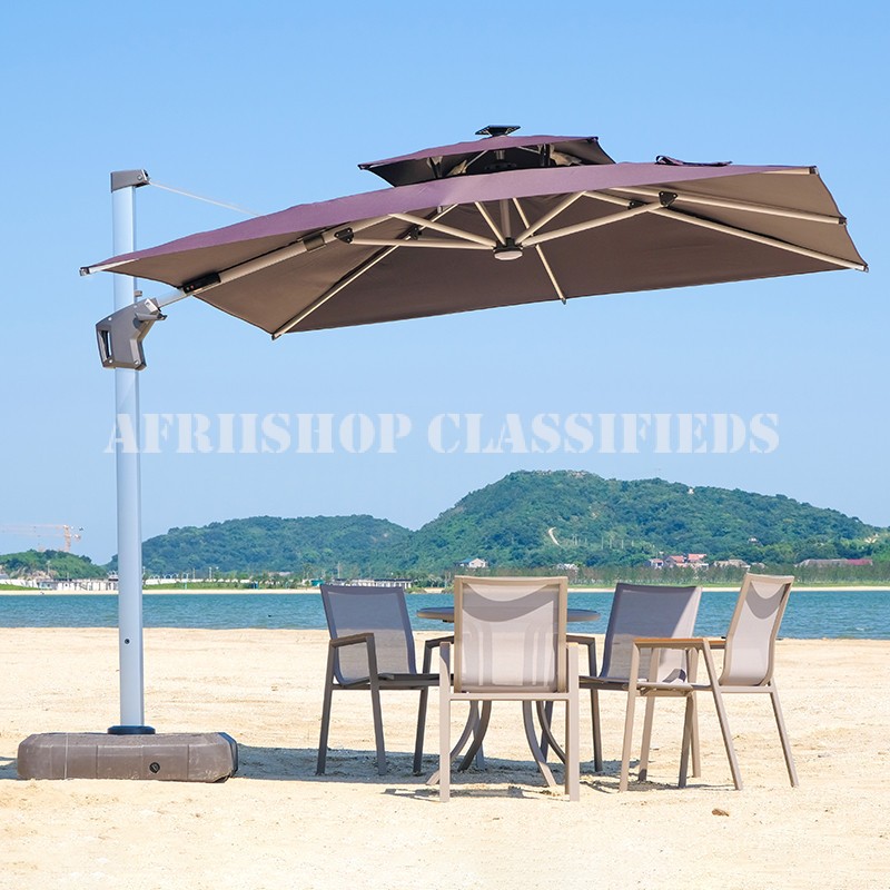 Sun Umbrella; Heavy-Duty Adjustable Garden Sun Umbrella