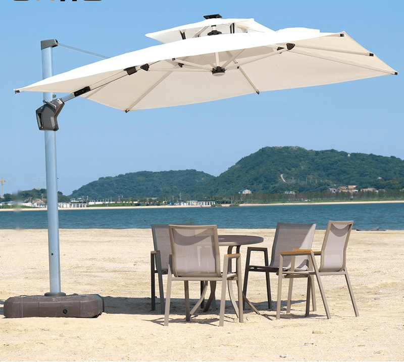 Sun Umbrella; Heavy-Duty Adjustable Garden Sun Umbrella