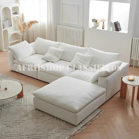 Home Sofa; Minimalist White L Shaped Corner Sofa for Modern Home Interiors