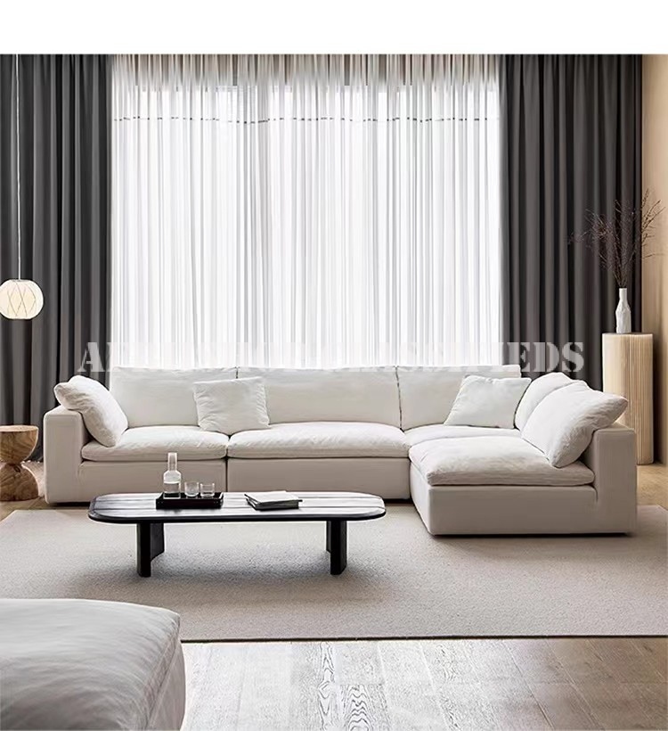Home Sofa; Minimalist White L Shaped Corner Sofa for Modern Home Interiors