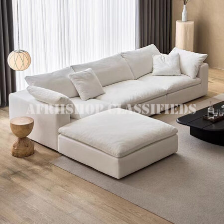 Home Sofa; Minimalist White L Shaped Corner Sofa for Modern Home Interiors
