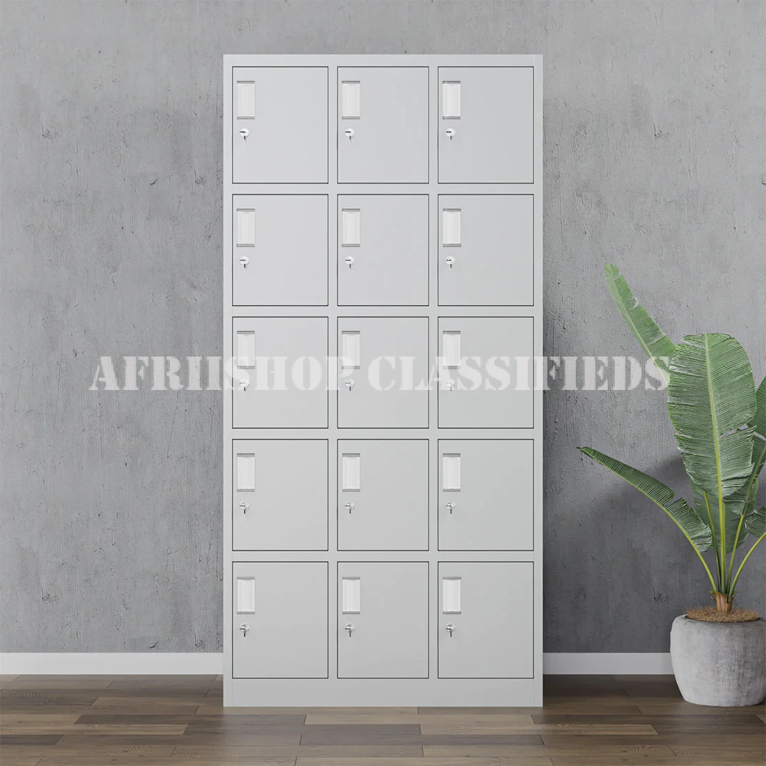 Office Cabinet; 15-Locker steel office cabinet