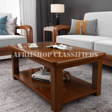 Coffee Table; Premium Rectangular Mahogany Wood Coffee Table
