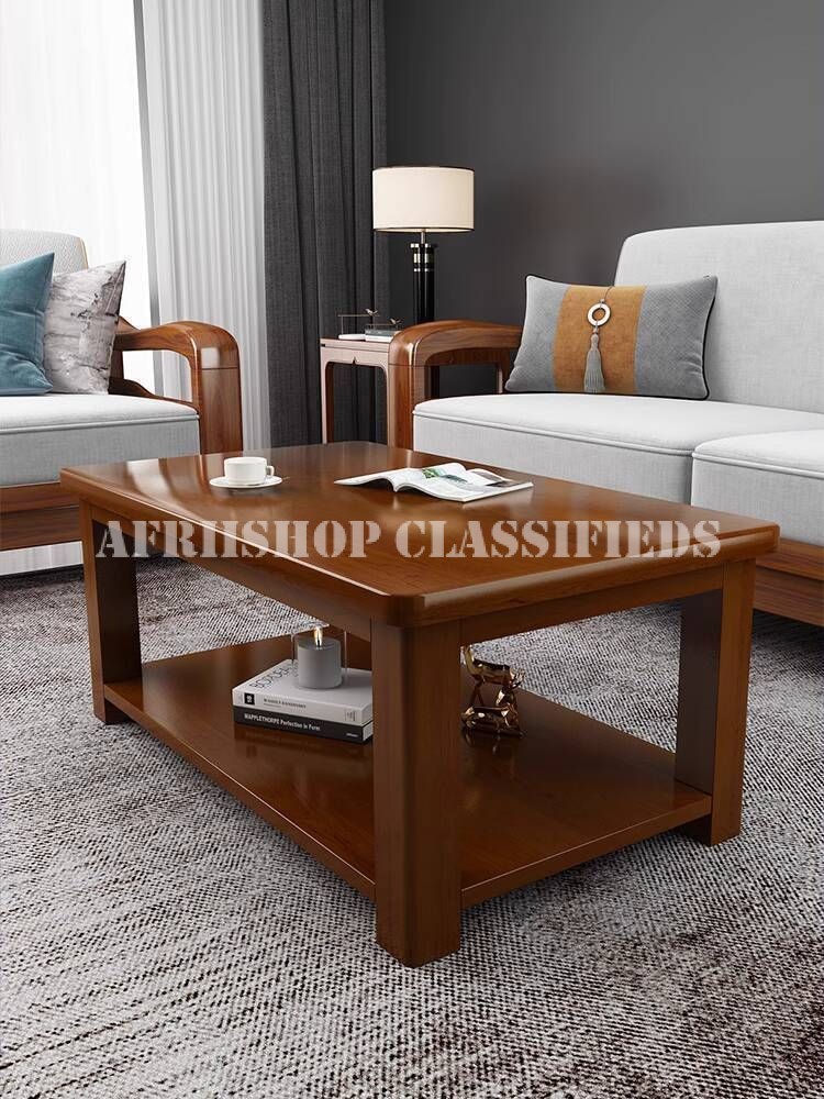 Coffee Table; Premium Rectangular Mahogany Wood Coffee Table