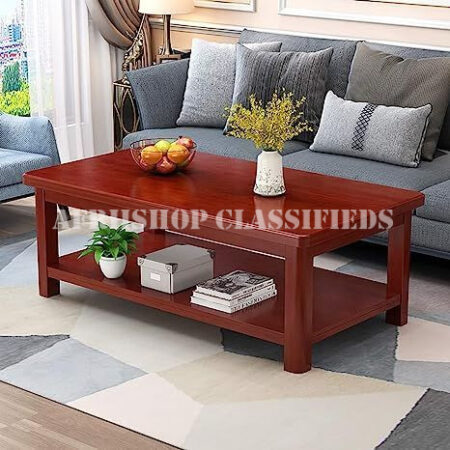 Coffee Table; Premium Rectangular Mahogany Wood Coffee Table