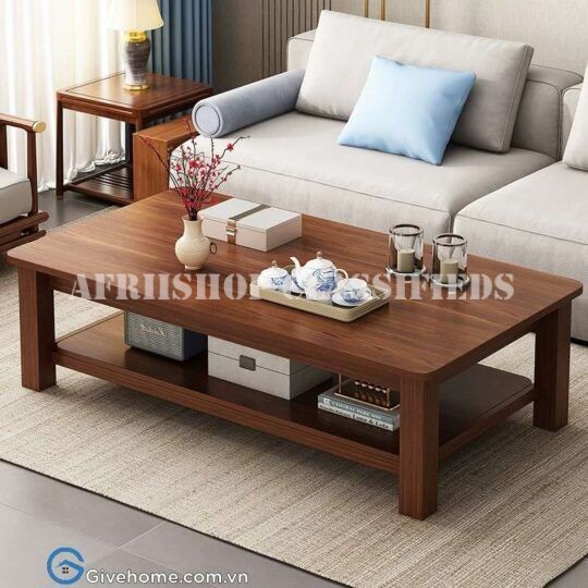 Coffee Table; Premium Rectangular Mahogany Wood Coffee Table