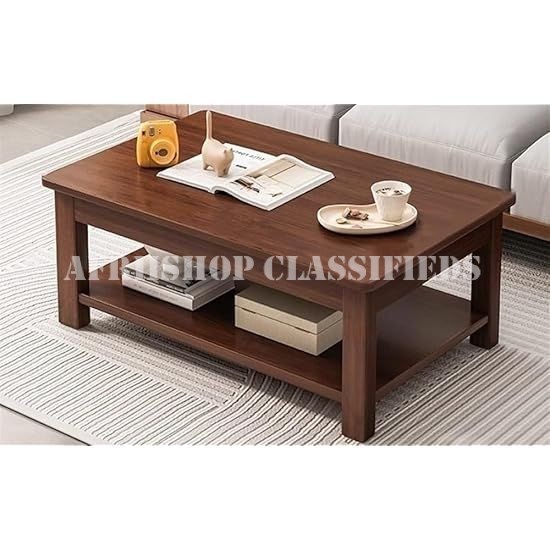 Coffee Table; Premium Rectangular Mahogany Wood Coffee Table
