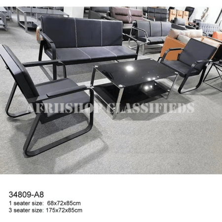 Office Sofa: 5 Seater Black Office Sofa