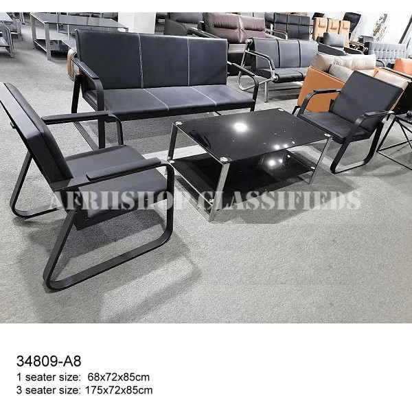 Office Sofa: 5 Seater Black Office Sofa