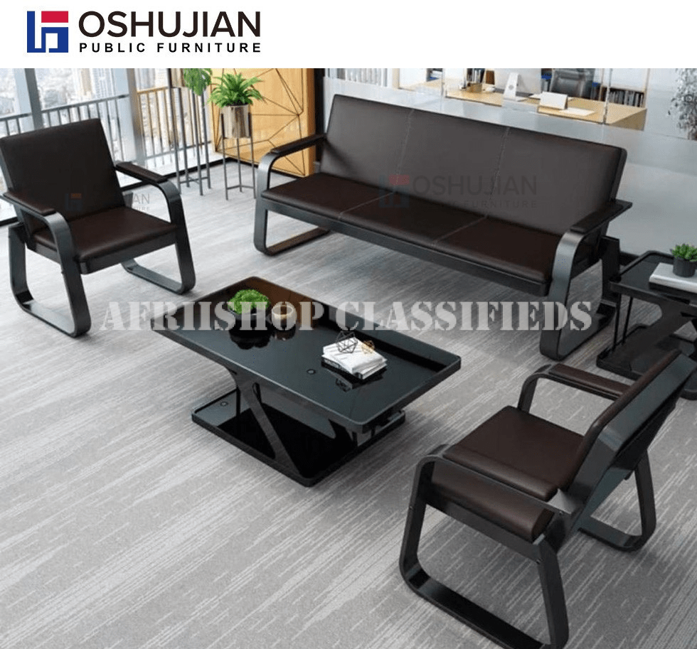 Office Sofa: 5 Seater Black Office Sofa