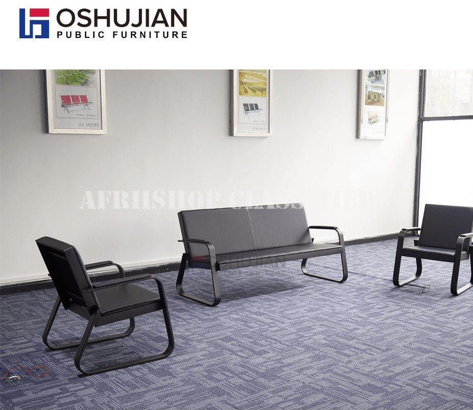 Office Sofa: 5 Seater Black Office Sofa