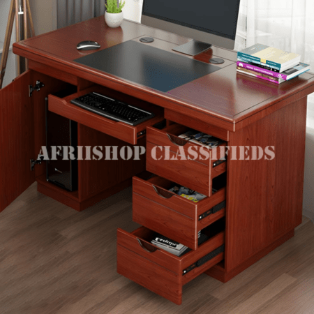 Office Desk : Office Mahogany Finish Office Desk With Drawers