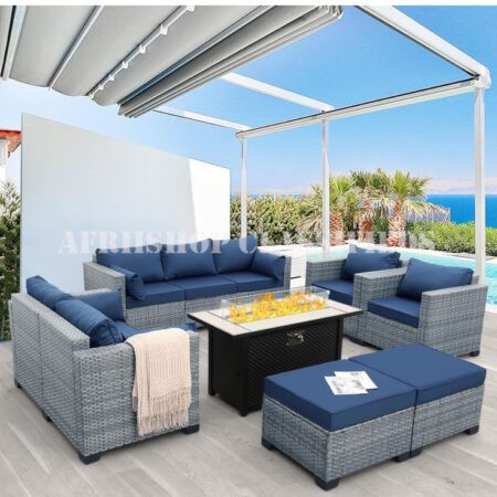 Outdoor Sofa; Modern L-Shaped Outdoor Rattan Sectional Sofa Set