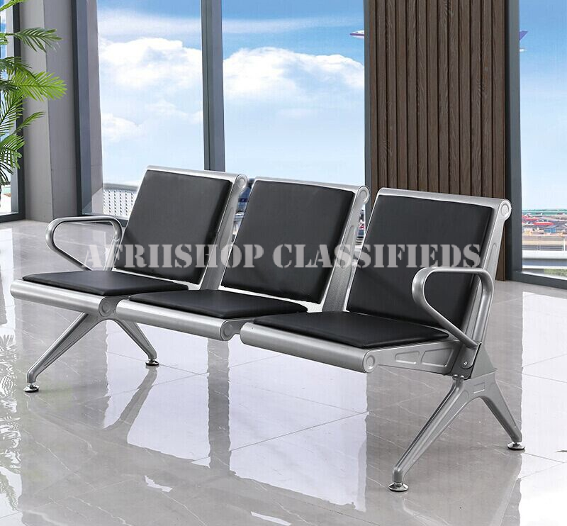 Office Reception Benches:3-Link Heavy Duty Padded Waiting Chair