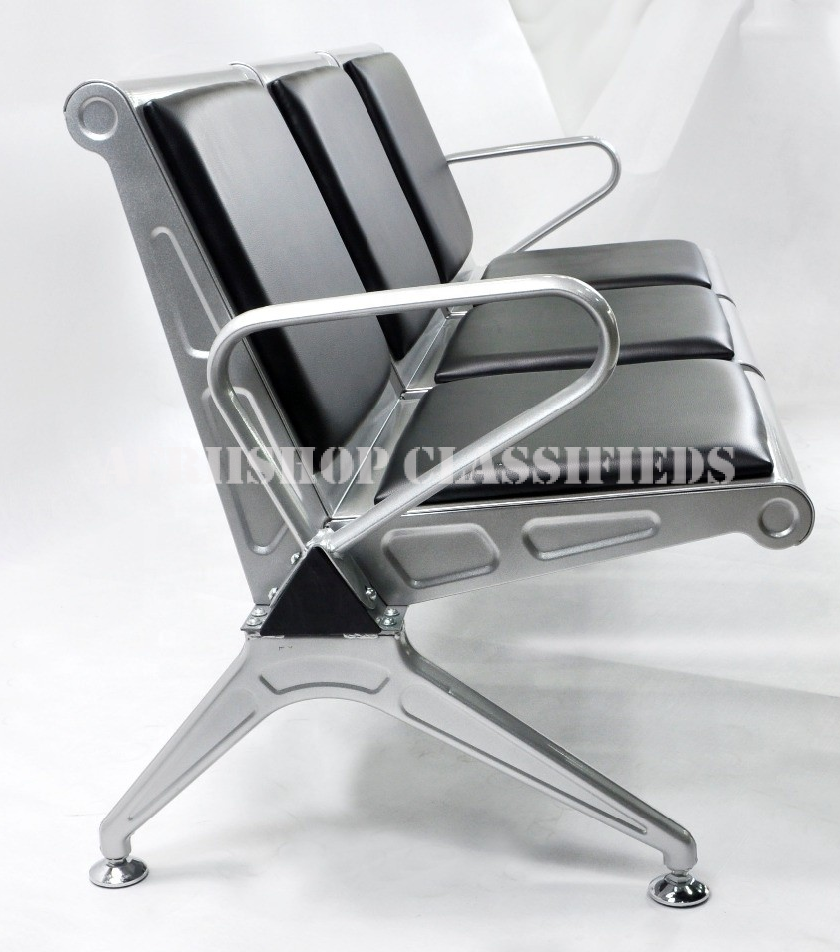 Office Reception Benches:3-Link Heavy Duty Padded Waiting Chair