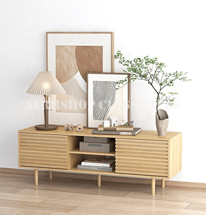 Home TV Stand; Durable Wooden Living Room TV Stand with Drawers