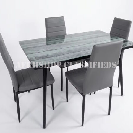 Dining Tables; Dining Room Table And Pu Leather Chairs