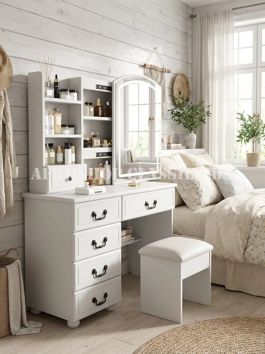 Dressers; Makeup Vanity Mirror Dressing Table with Mirror