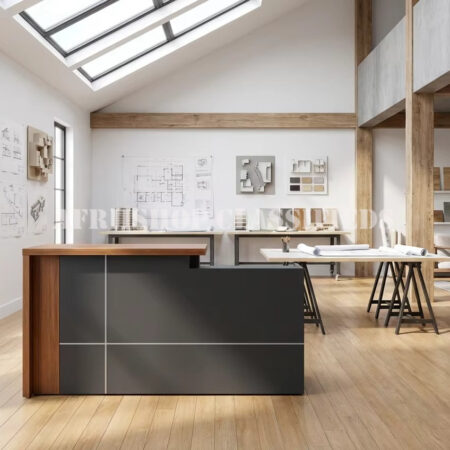 Reception Tables; Elegant Reception Counter with Built-in Shelves