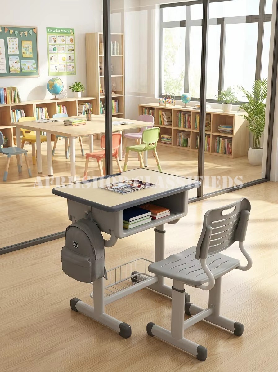 Kid’s Furniture; Desk And Student Chair Set With Adjustable Height