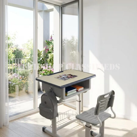 Kid’s Furniture; Desk And Student Chair Set With Adjustable Height