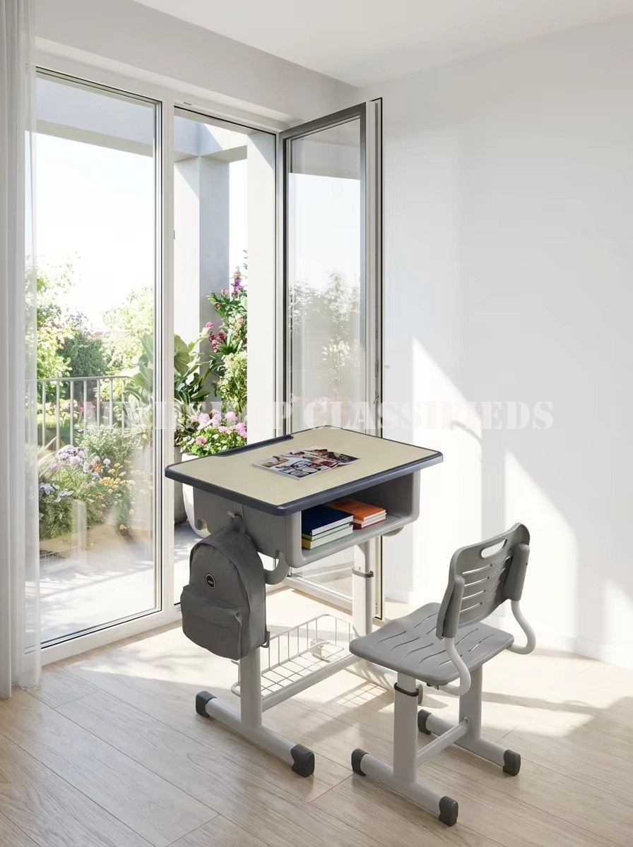 Kid’s Furniture; Desk And Student Chair Set With Adjustable Height