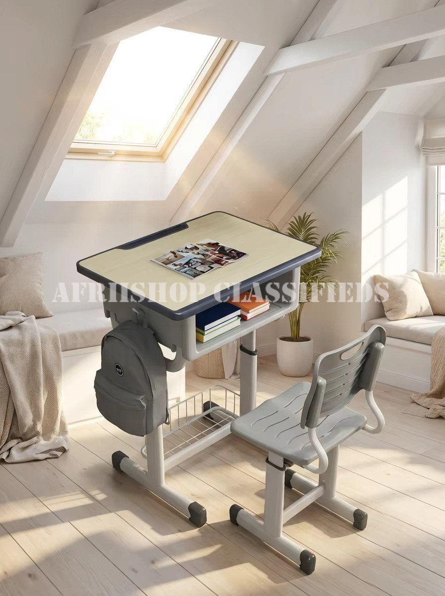 Kid’s Furniture; Desk And Student Chair Set With Adjustable Height