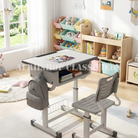 Kid’s Furniture; Desk And Student Chair Set With Adjustable Height