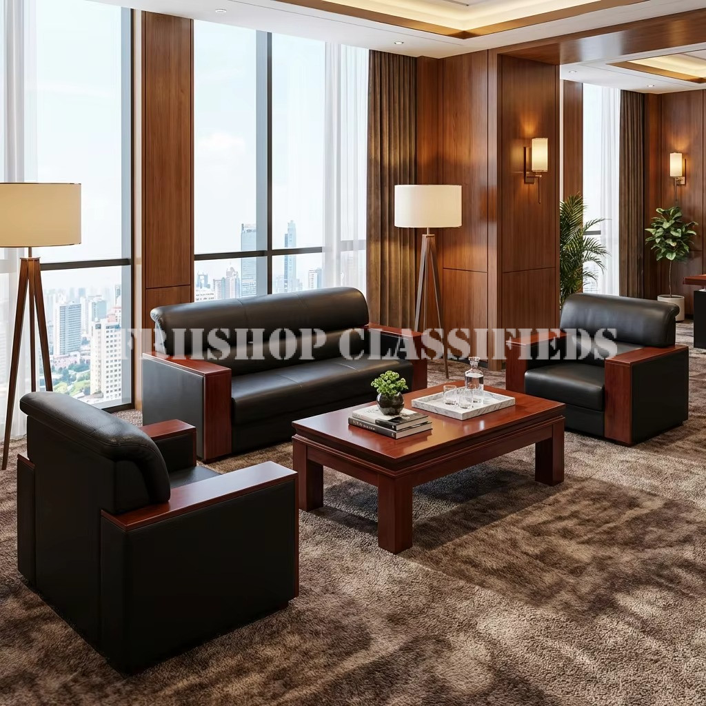 Sofas; Leather Office Meeting Room Sofa Chair Set