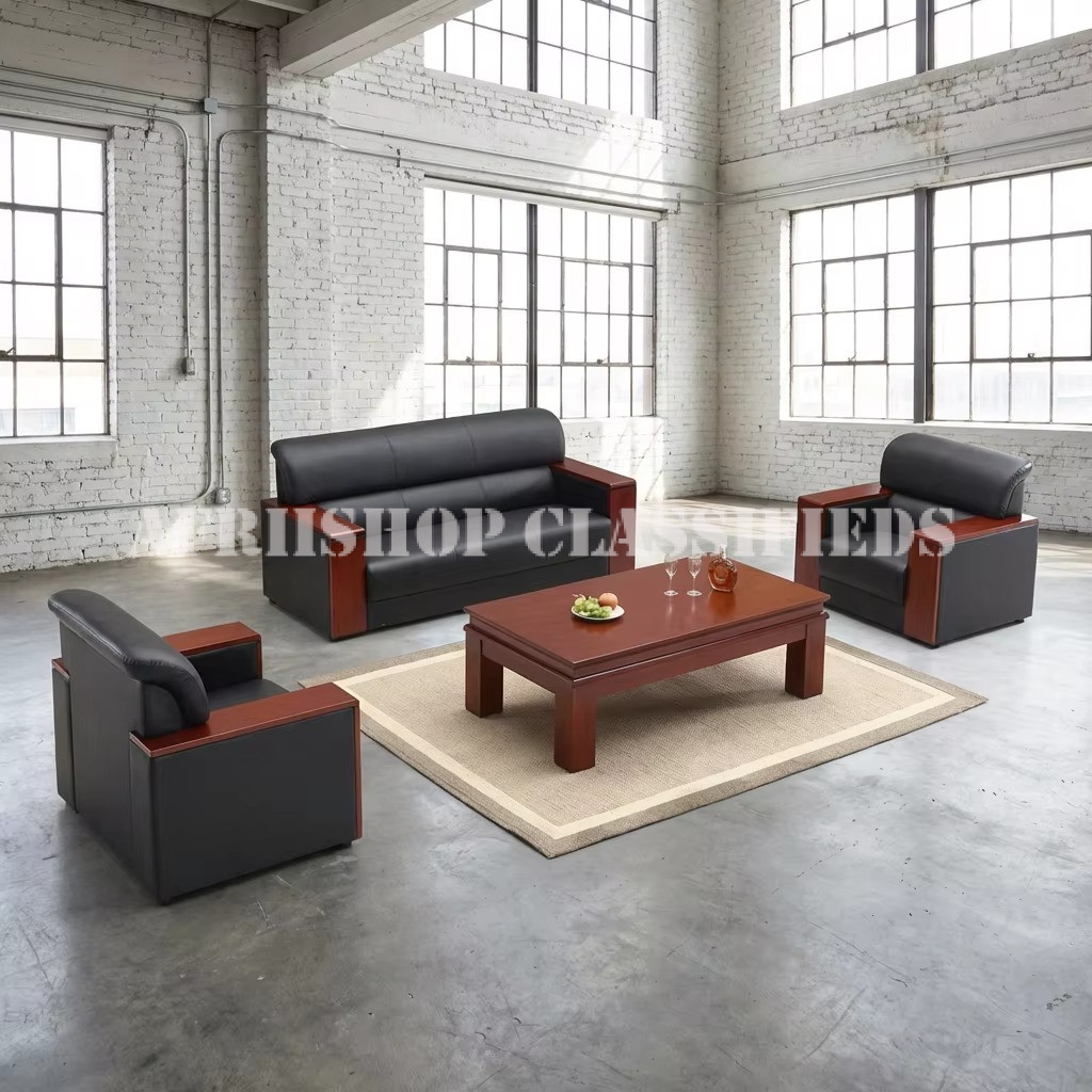 Sofas; Leather Office Meeting Room Sofa Chair Set