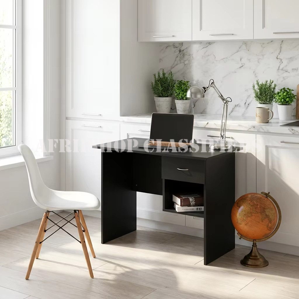 Study Tables; Black Wooden Computer Study Desk