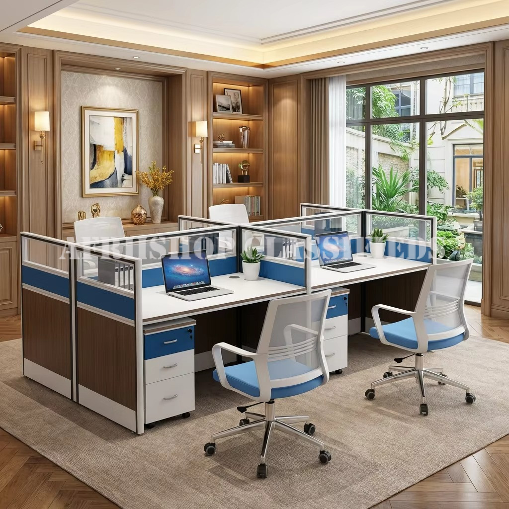 Office Workstations; Office 4-Person Desk Partition Workstation