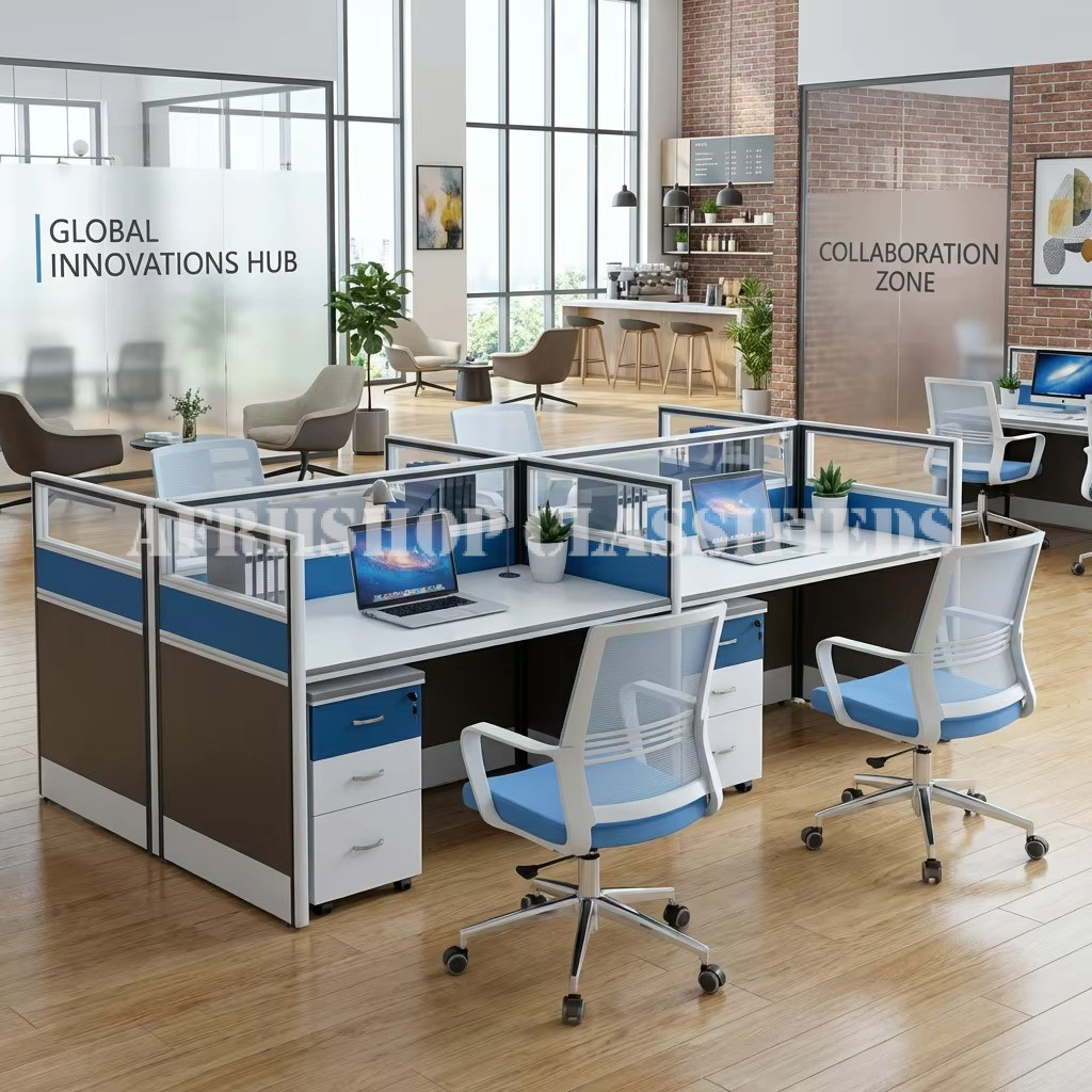 Office Workstations; Office 4-Person Desk Partition Workstation
