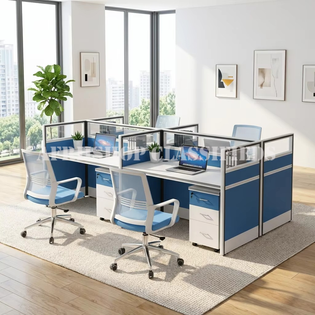 Office Workstations; Office 4-Person Desk Partition Workstation
