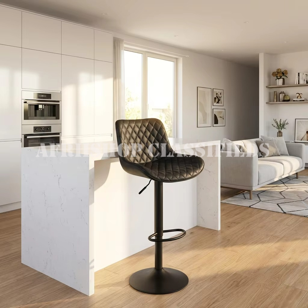 Home Chairs; Leather Armless Swivel Bar Stool