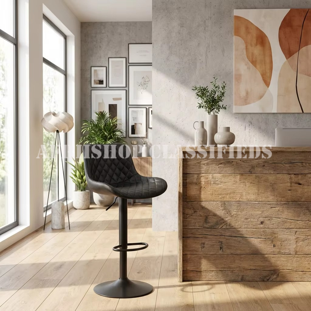 Home Chairs; Leather Armless Swivel Bar Stool