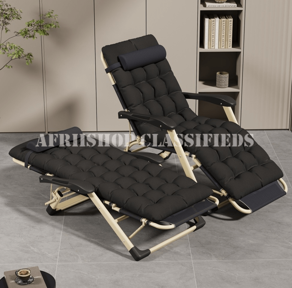 Sun Lounger; Lightweight Foldable Sun Lounger with Cushion