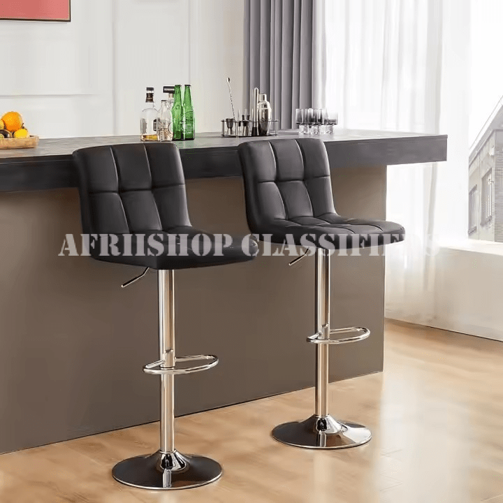 Bar Stool : Black Adjustable Bar Stool