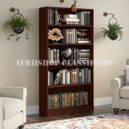 Bookshelf; Wooden 5 Tier Home Office Bookshelf