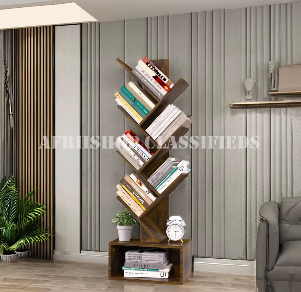 Bookshelf; 8 Tier Wooden Tree Shaped Bookshelf