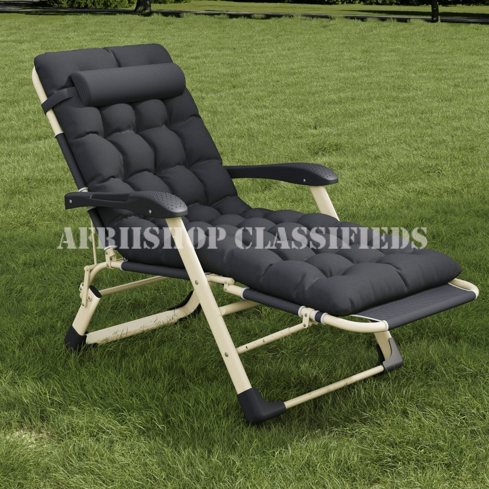 Sun Lounger; Lightweight Foldable Sun Lounger with Cushion