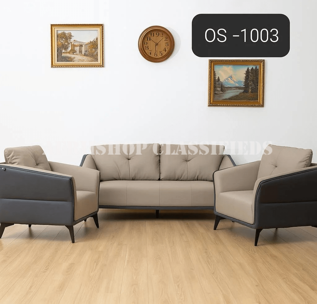Office Sofa; Leather 5 Person Reception Office Sofa Set
