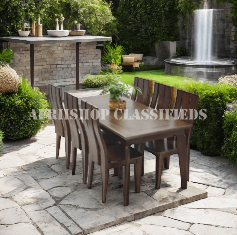 Home Dining Set; Modern 6-Seater Mahogany Dining Set
