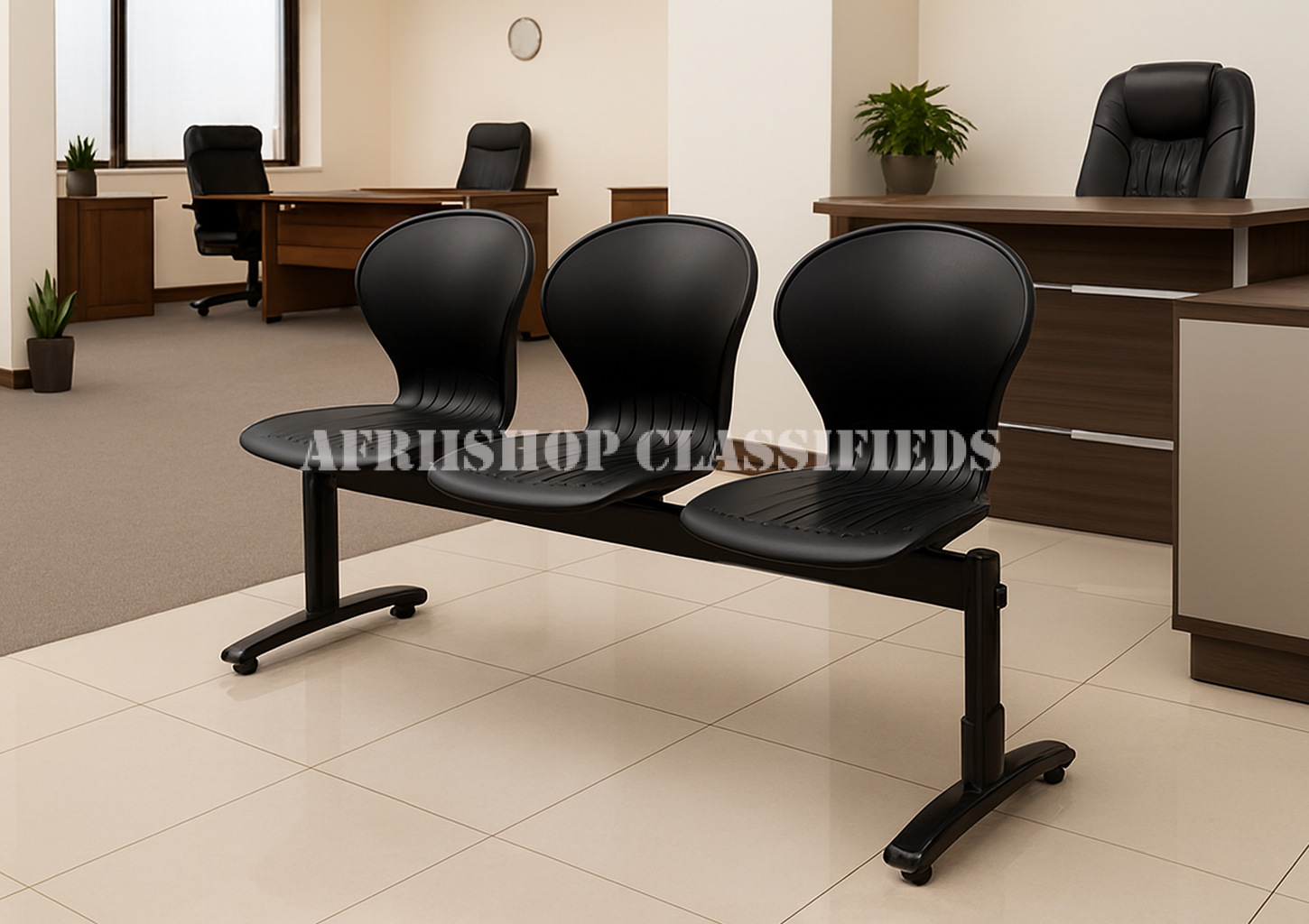 Office Bench : 3-Seater Linked Plastic office Bench