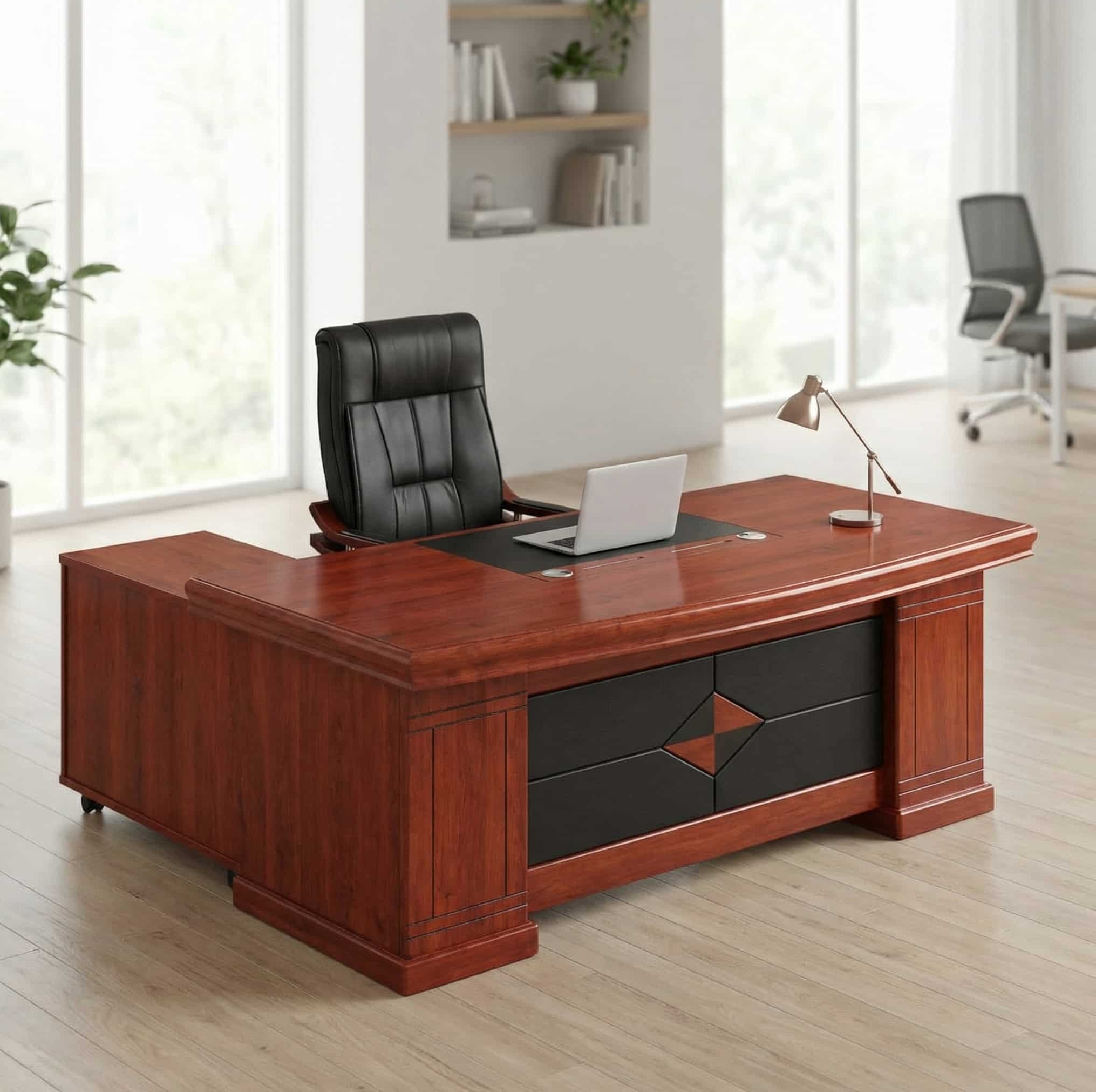 Office Desk; Mahogany 1.8m L-shaped Executive Desk