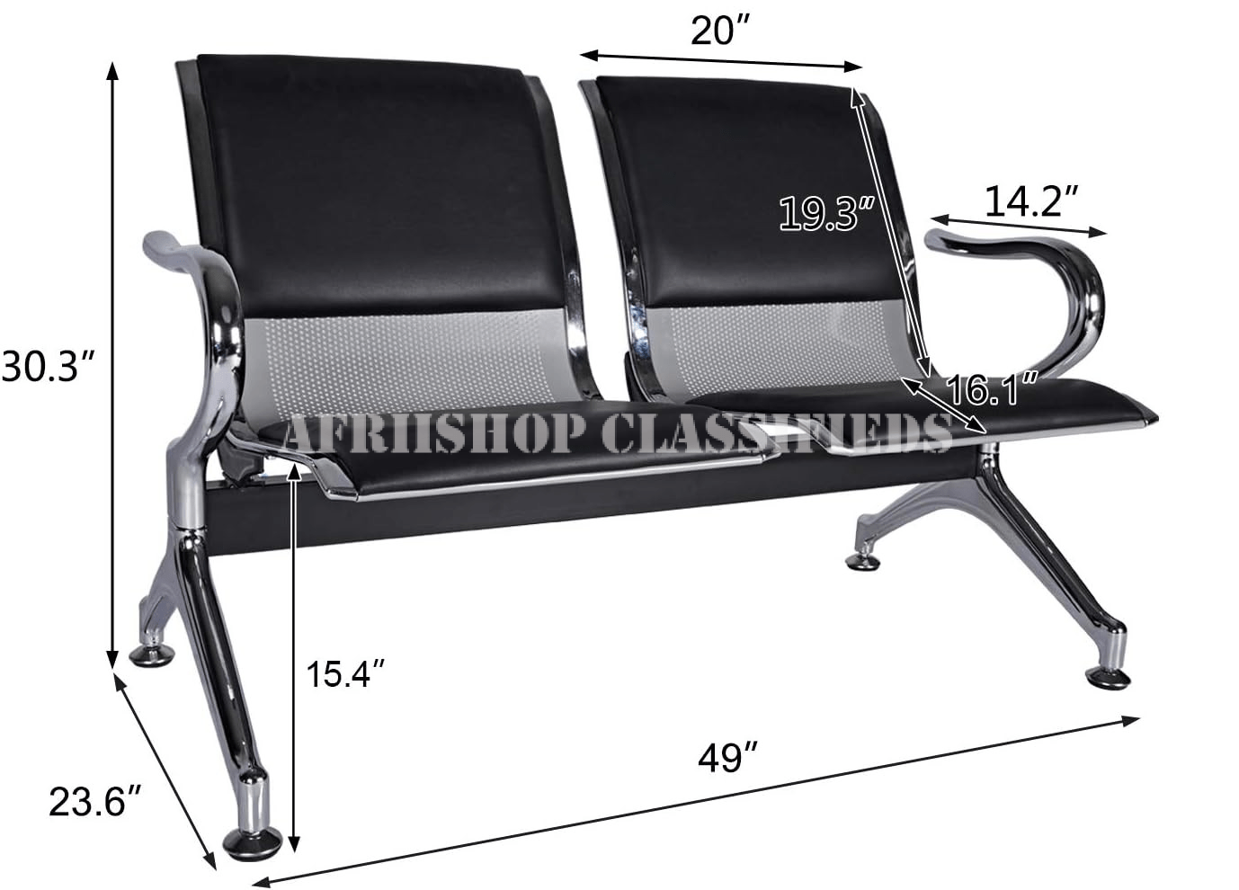 Office Reception Bench;Office Waiting Room Chairs-2 Seat