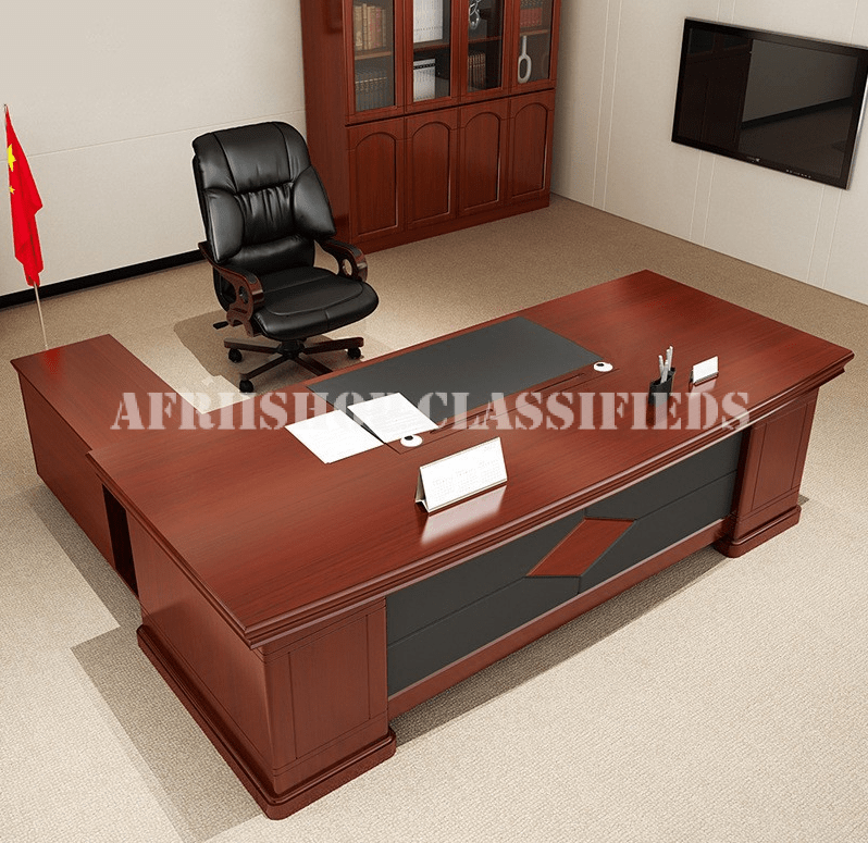 Office Desks:1.6m Mahogany L‑shaped Office Desk