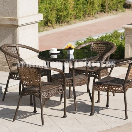 Dining Set; Durable Rattan Patio Dining Set for 4