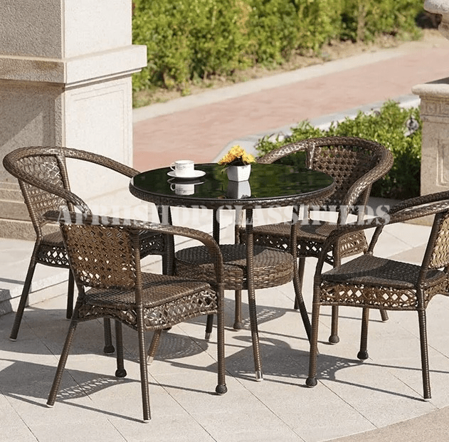 Dining Set; Durable Rattan Patio Dining Set for 4